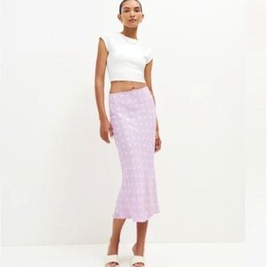 REFORMATION WOMENS LAYLA MAXI SKIRT LONG LAVENDER PURPLE POLKA DOTS RARE SZ 8